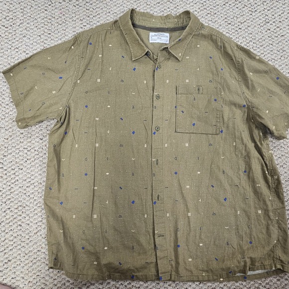 REI Other - REI Co-Op Shirt Mens XXL Tan Outdoor Print Short Sleeve Hemp Cotton Casual Camp